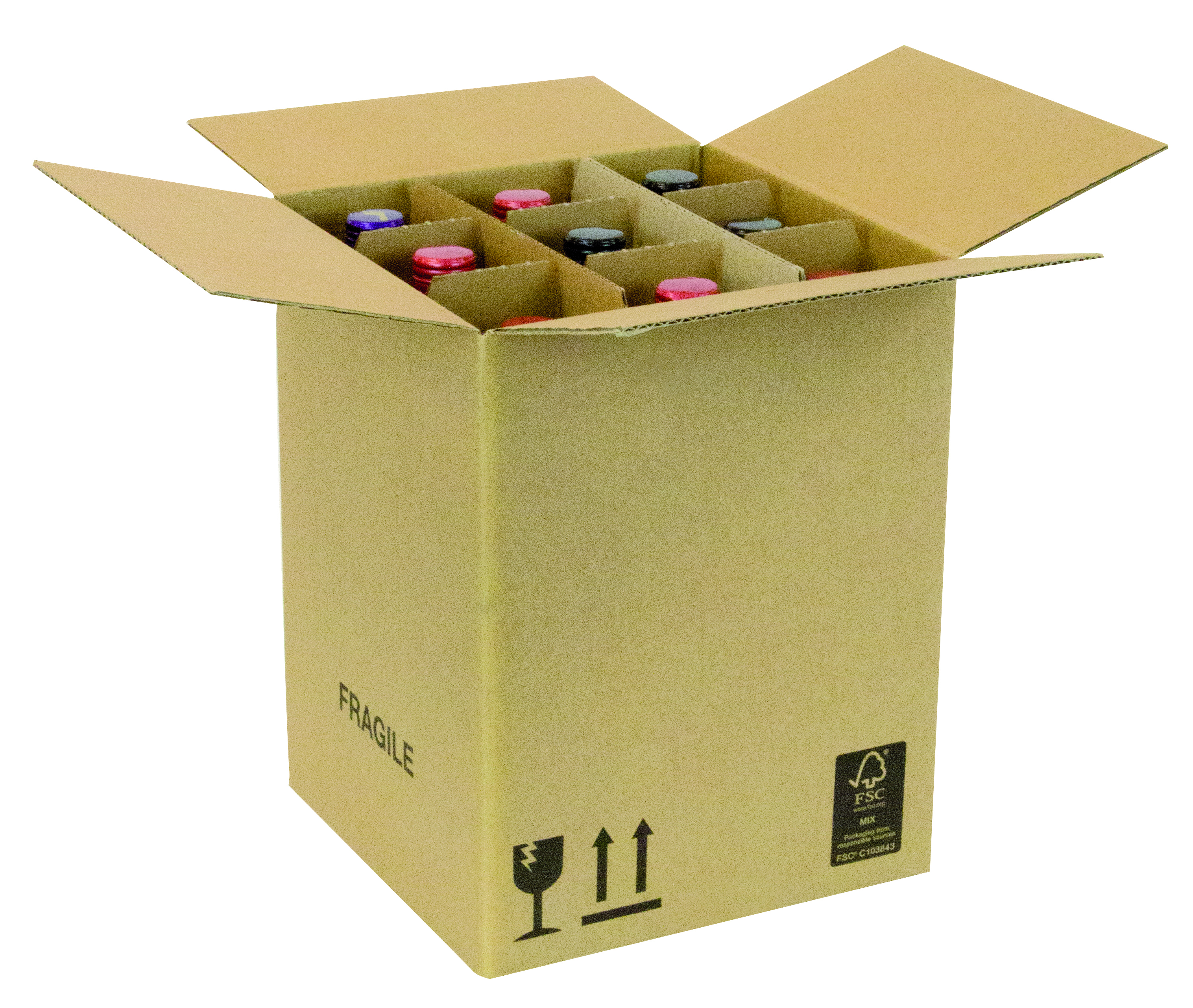 Flesverpakking voor 9 flessen Om uw wijnflessen veilig te verzenden.